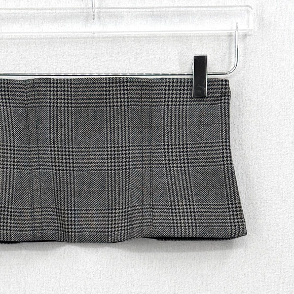 TIBI Glen Plaid Wool Corset Belt Womens 4 Gray Black Sheer Zipper Accessory - Picture 8 of 14